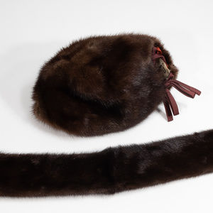 Mitzi Lorentz Mink Real Fur Hat and Collar Scarf